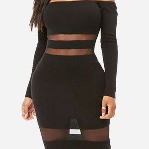 CHARLOTTE RUSSE- BLACK MESH MINI DRESS